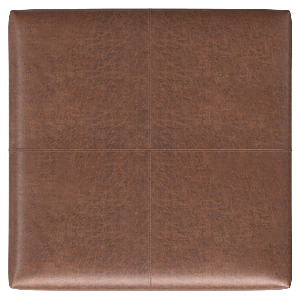 Gabbie 36 Inch Wide Square Coffee Table Storage Ottoman in Distressed Saddle