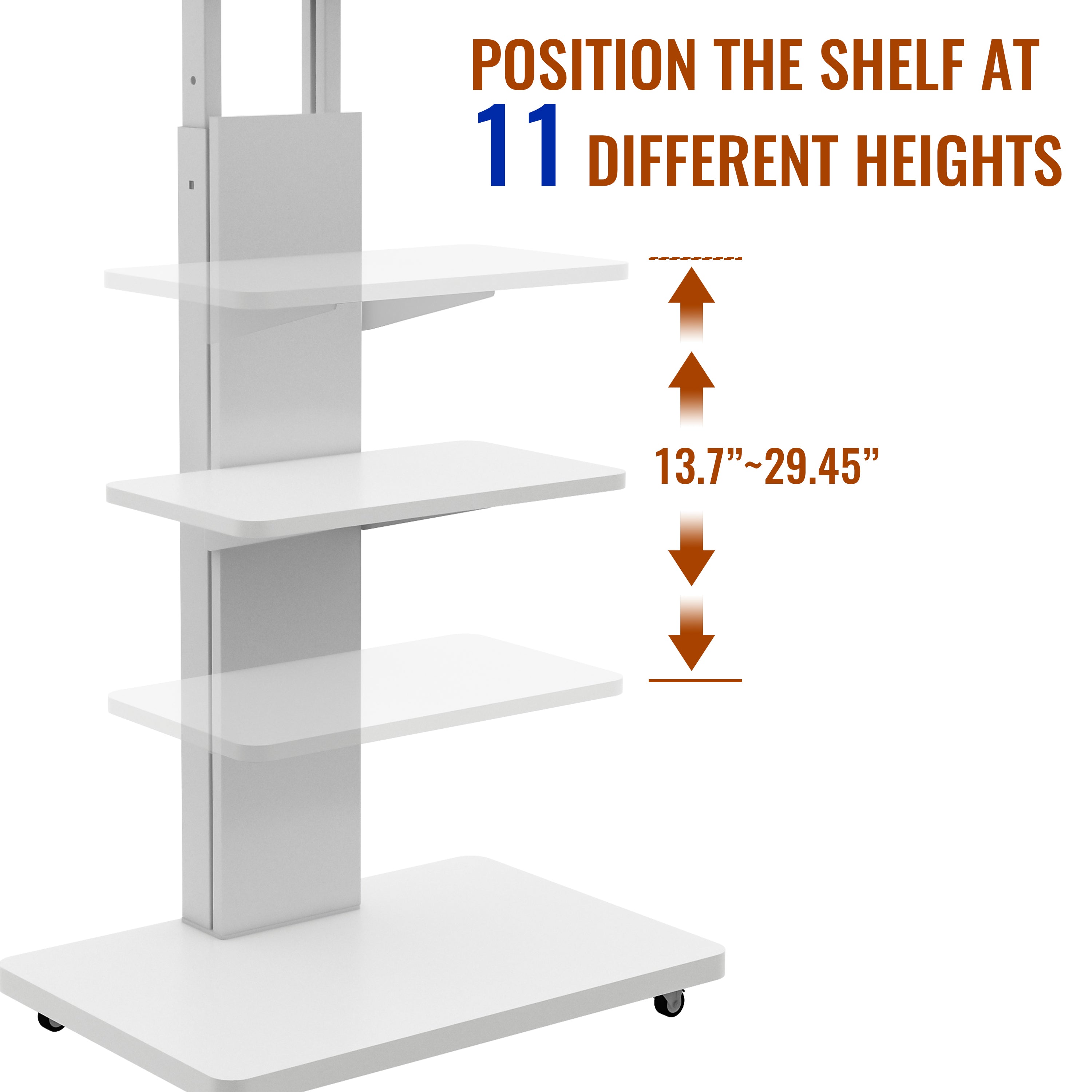 Mobile TV Stand with Adjustable Shelf