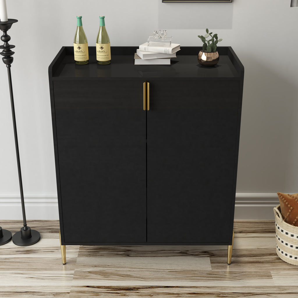 2 Doors Home Wine Bar Cabinet with Wine Rack & Adjustable Storage Shelf