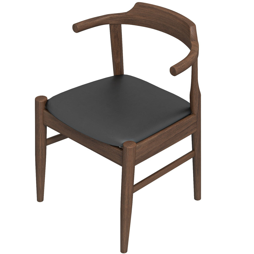 Leon Mid-Century Modern Leather Dining Chair (Set of 2)