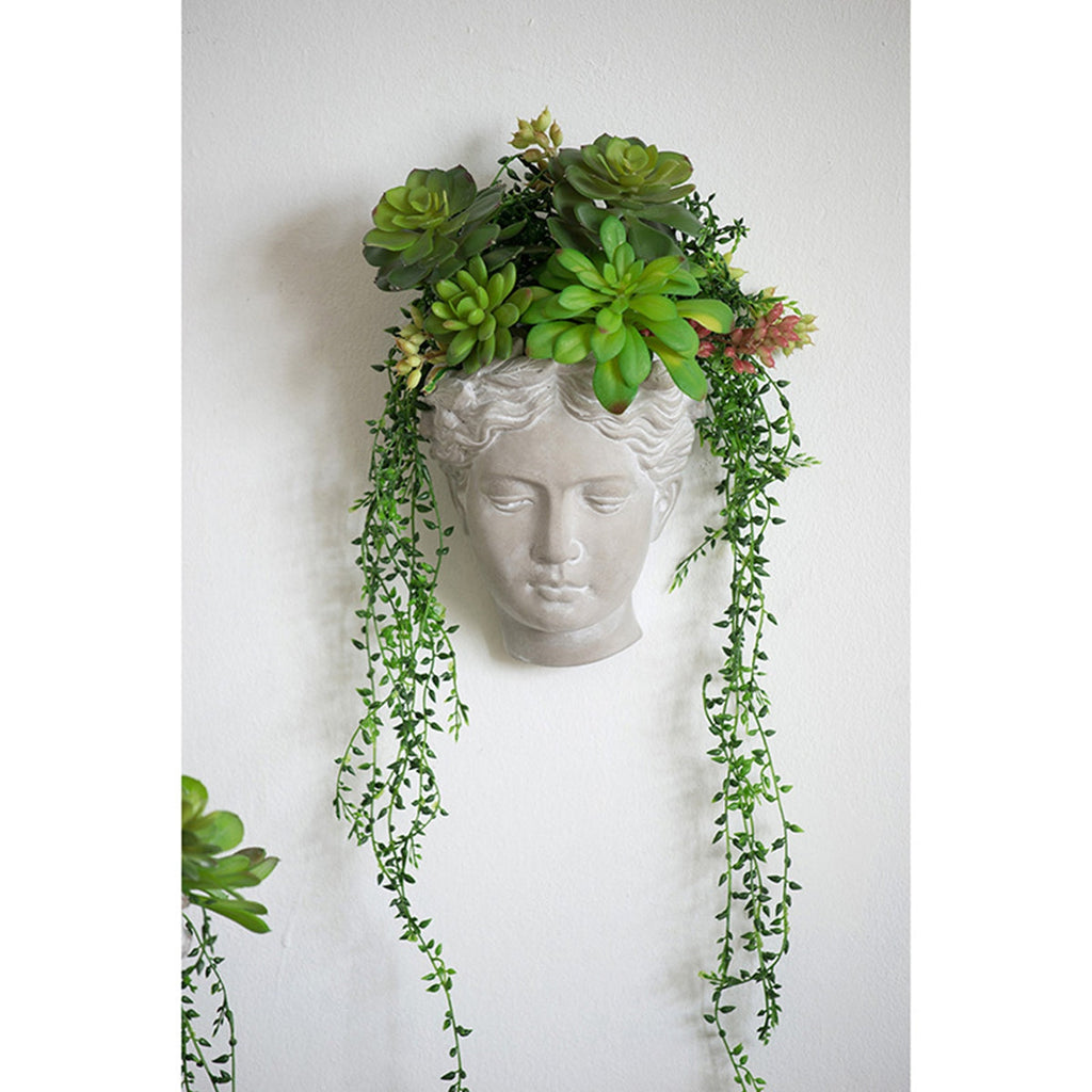 Small Visage Cement Wall Planter Wall Vase