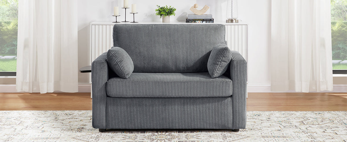 Twin Size Sofa Bed with Foldable Mattress and USB Ports