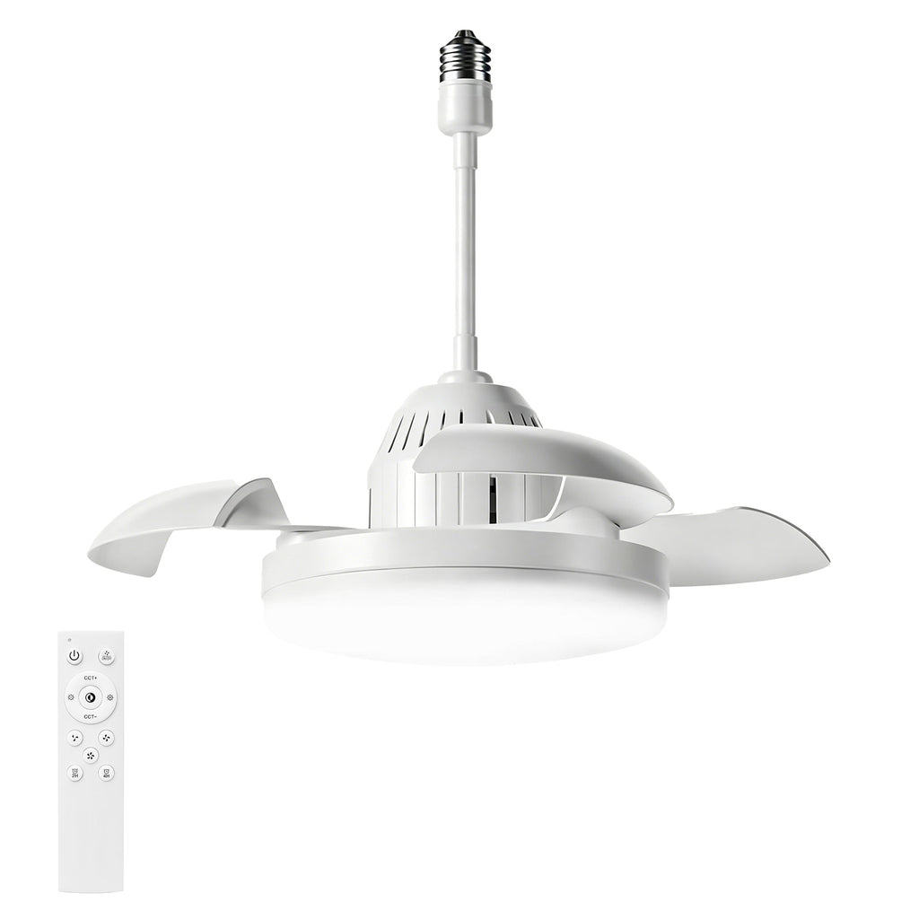 Bulb-Type Small Size Ceiling Fan With Retractable Blades