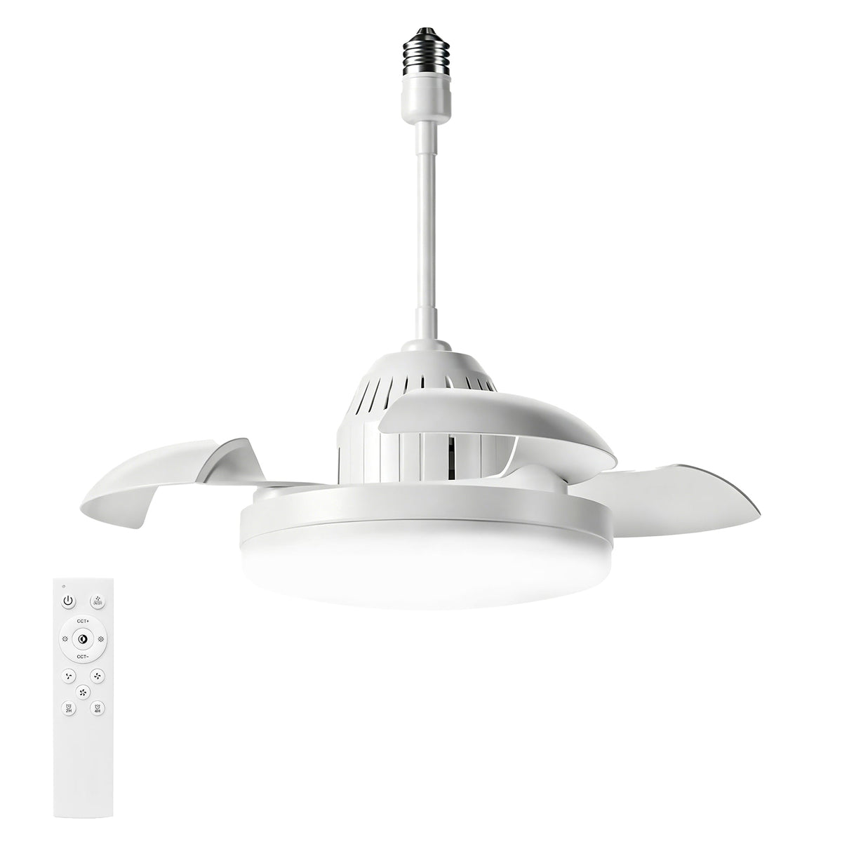 Bulb-Type Small Size Ceiling Fan With Retractable Blades