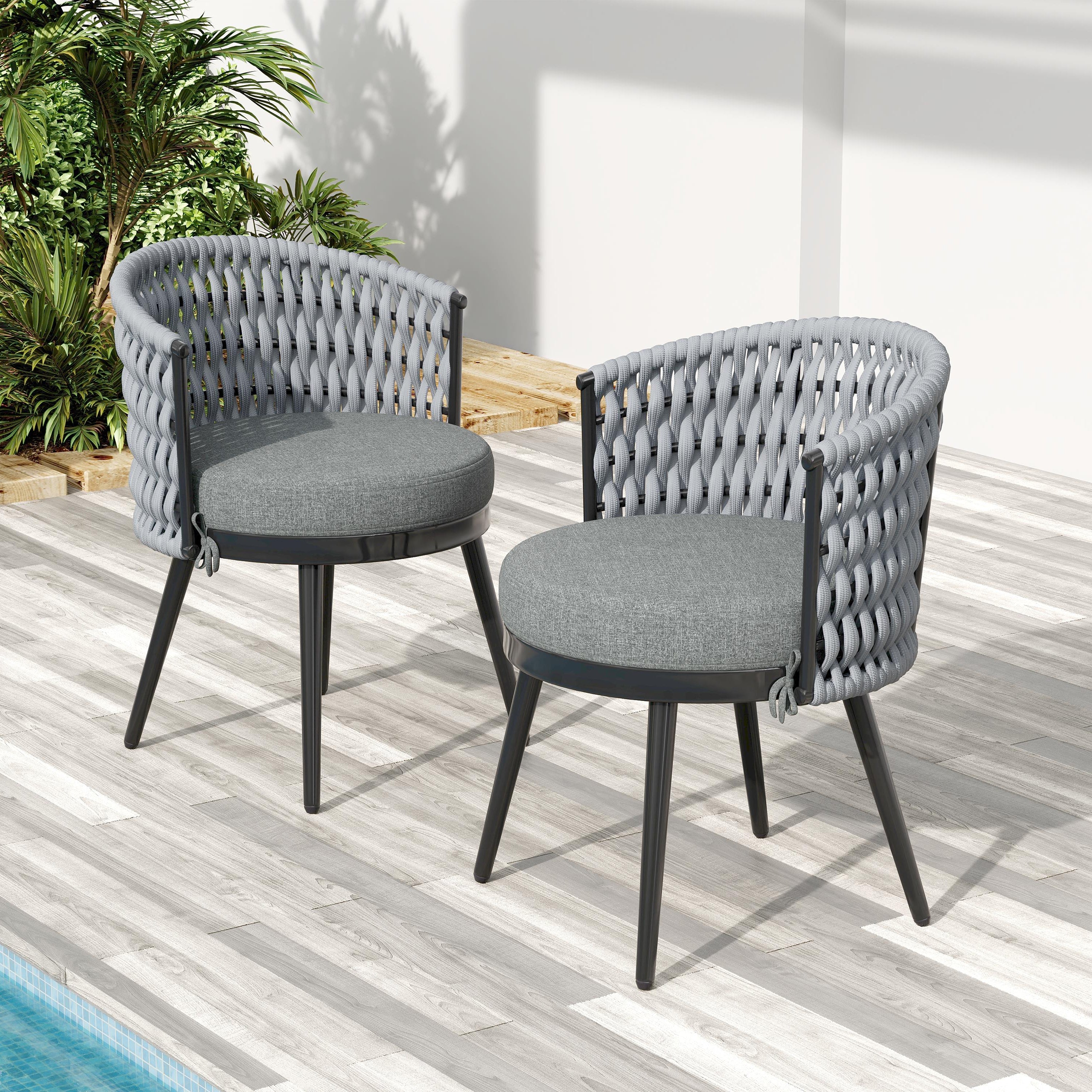 Outdoor Dining Chair - Metal & Rope