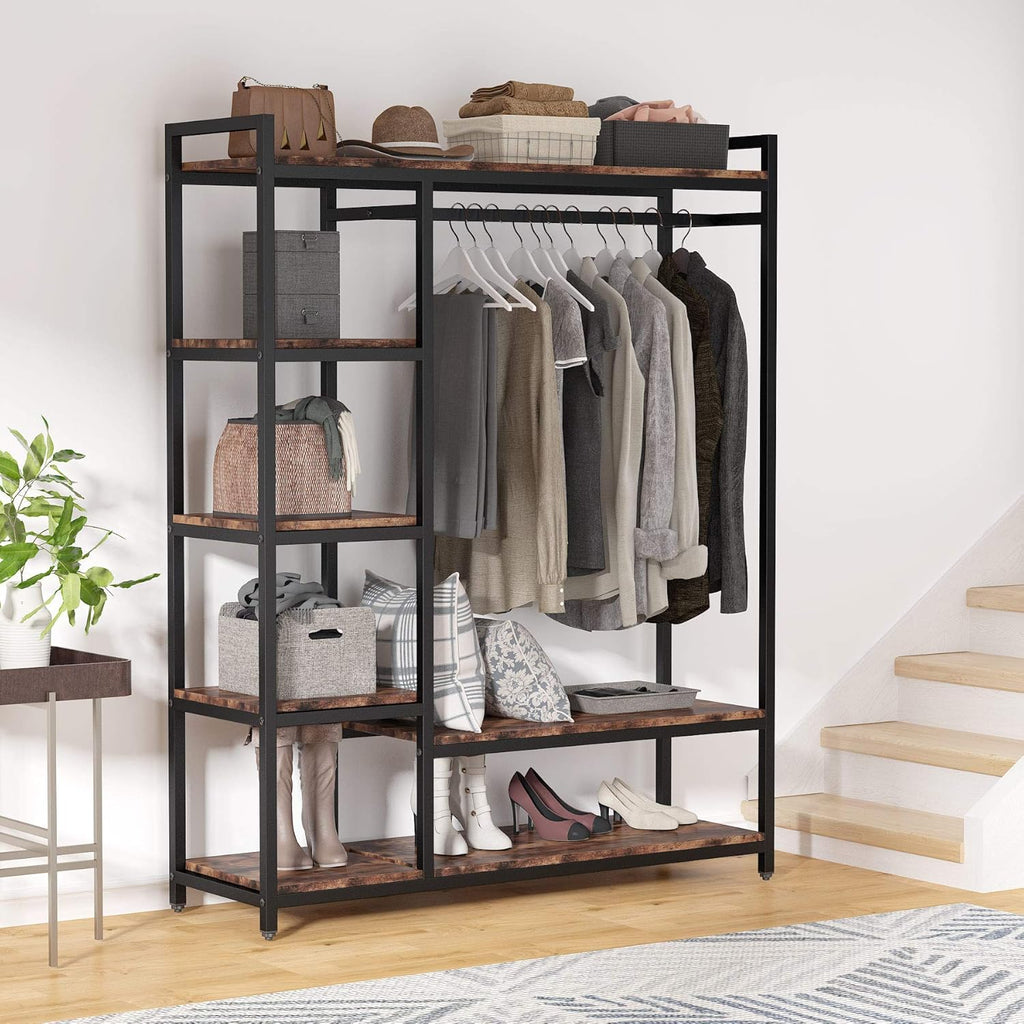 47.24" Rustic Brown Freestanding Closet Organizer