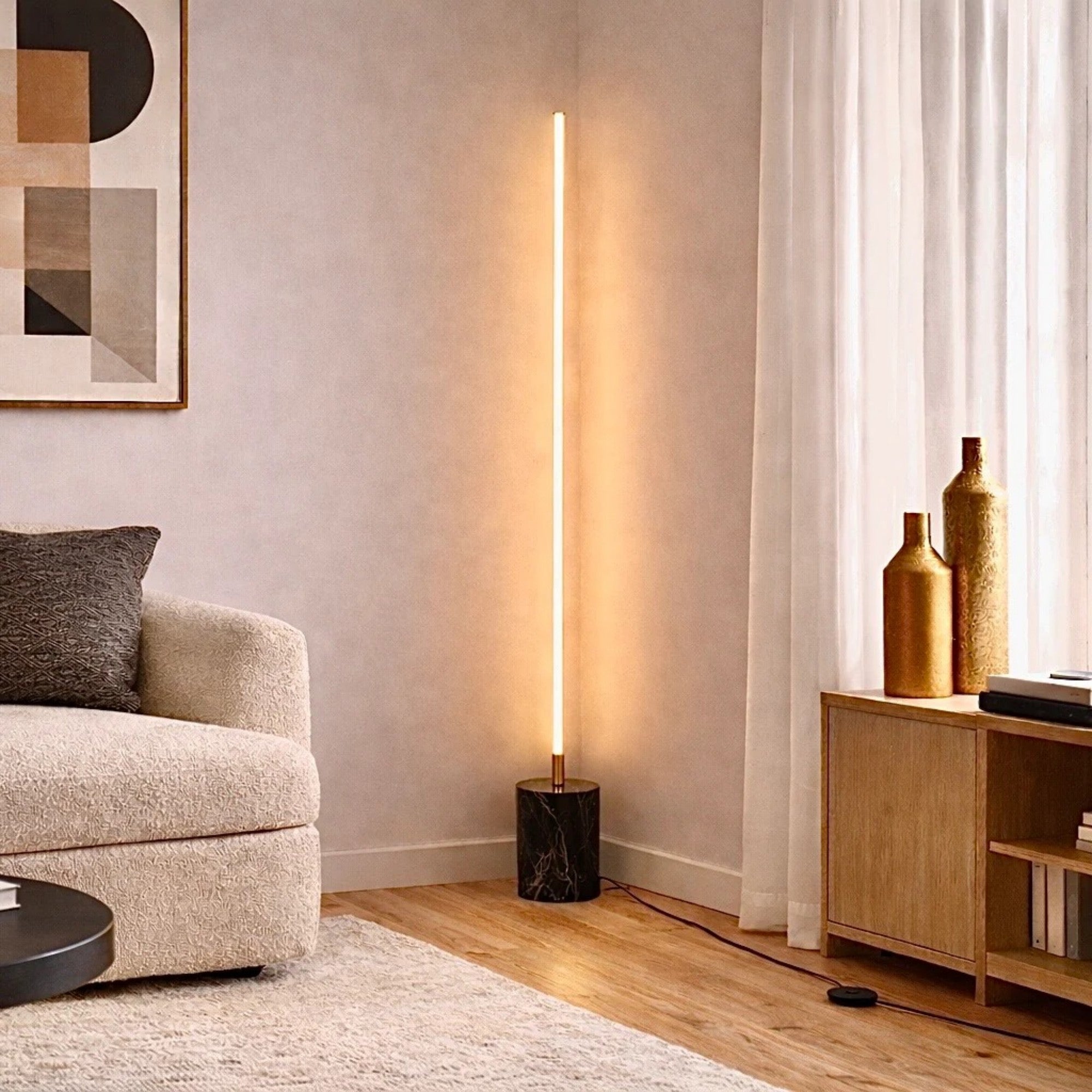 Prism Brassed Gold LED Floor Lamp