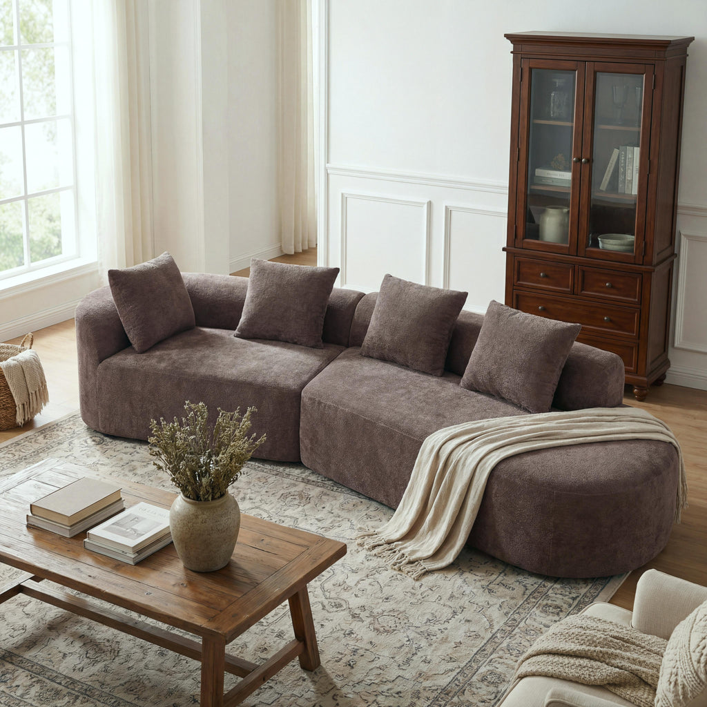 116" Modern Curved Sectional Sofa with Chaise Lounge