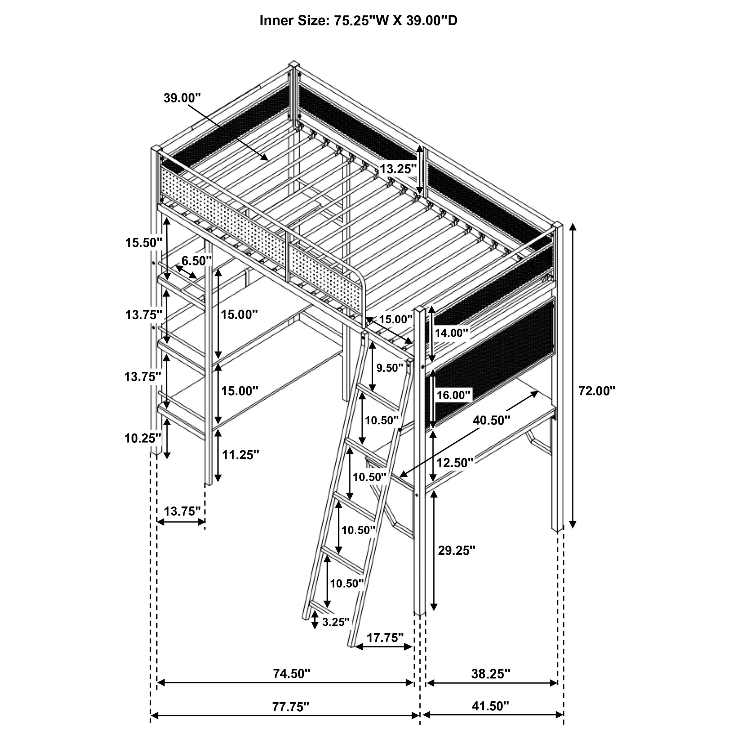 William Matte Twin Loft Bed