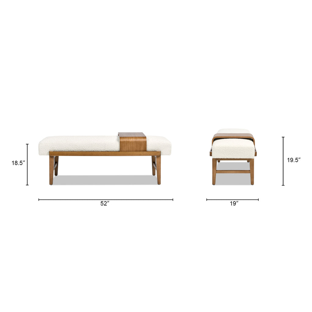 Billie 52" Modern Telephone Bench with Sliding Shelf