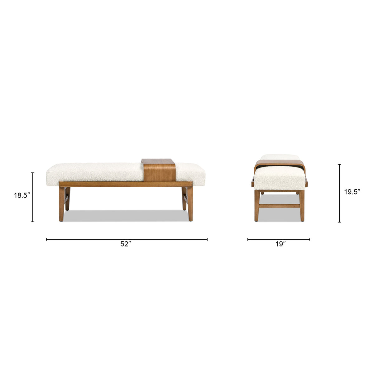 Billie 52" Modern Telephone Bench with Sliding Shelf