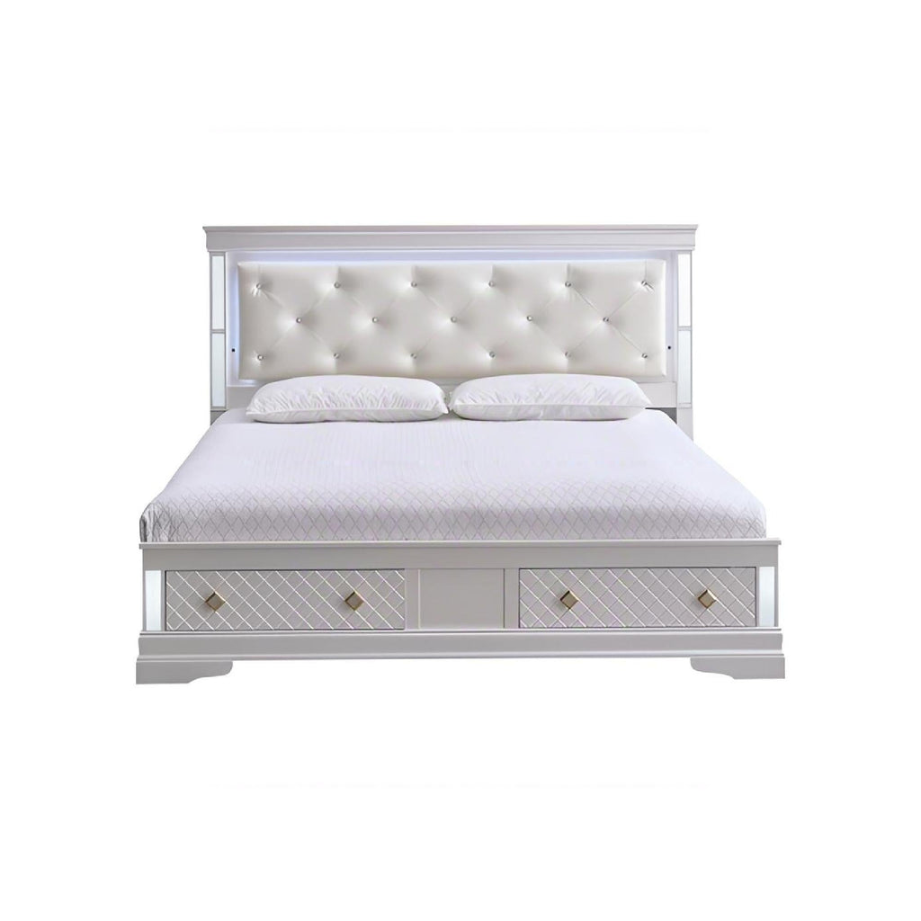 Verona G6735B-QSB Queen Bed (Mattress Not Included), Pearl