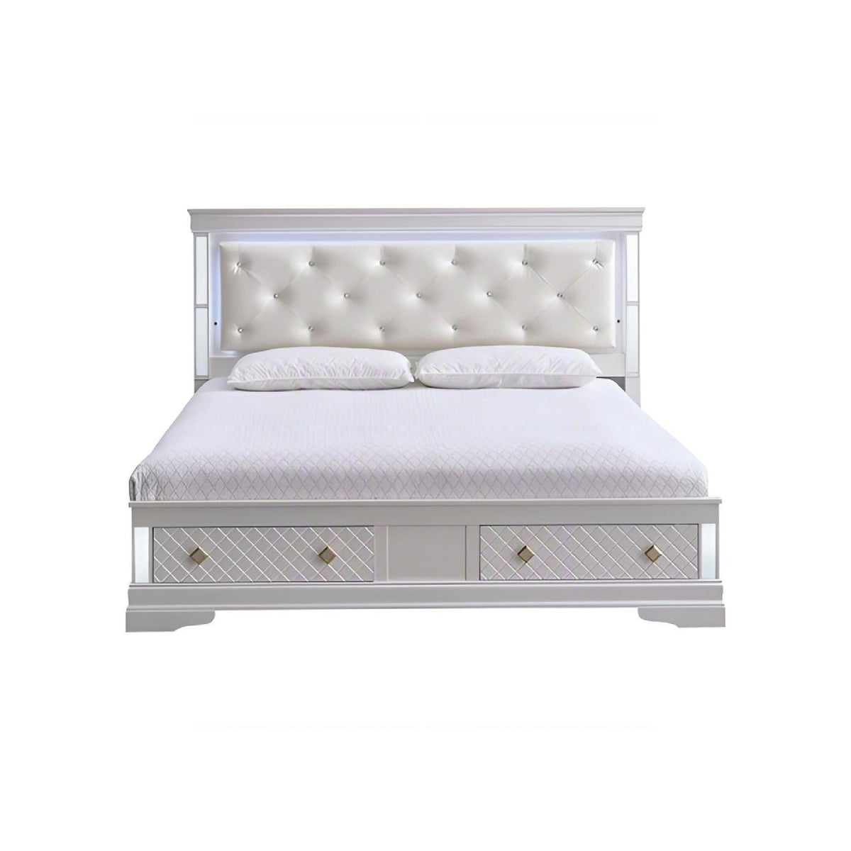 Verona G6735B-QSB Queen Bed (Mattress Not Included), Pearl