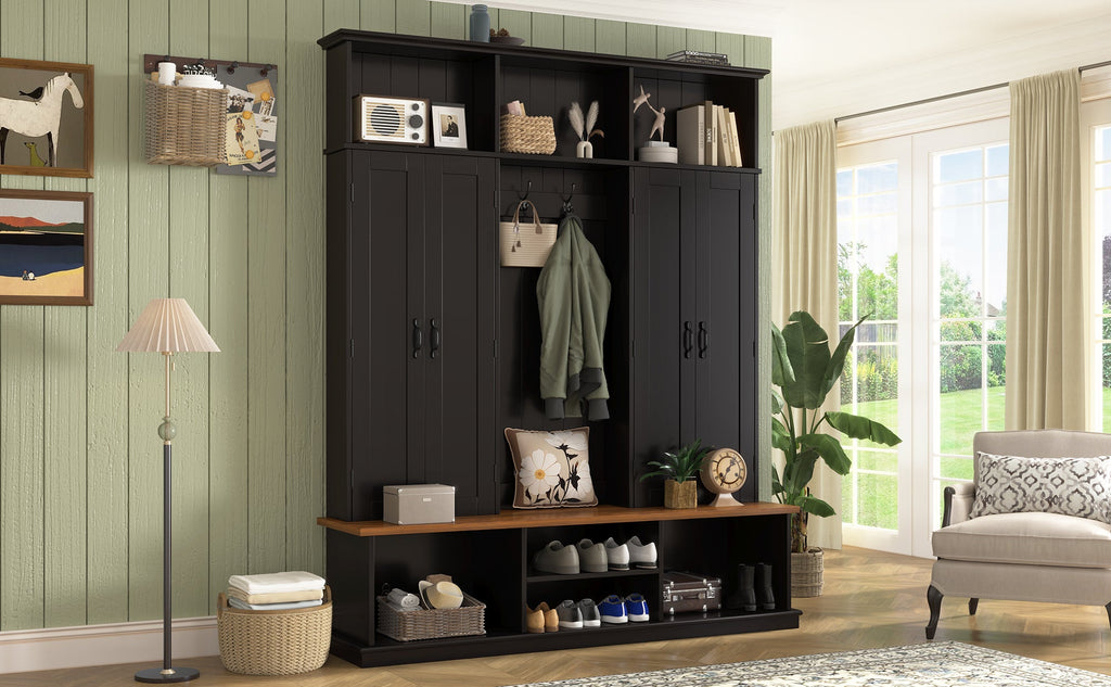 Vibe Haus 62.2''W Entryway Hall Tree with Bench and Storage