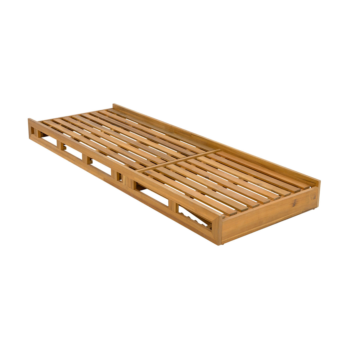 Acacia Wood Adjustable Lounge Chair, Teak Finish