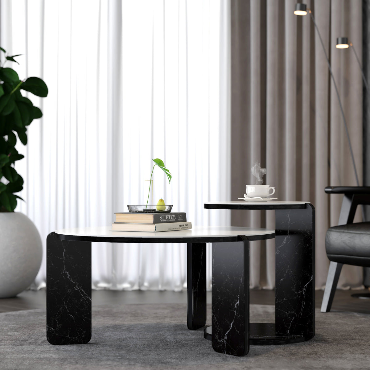 Set of 2 Round Nesting Coffee Tables