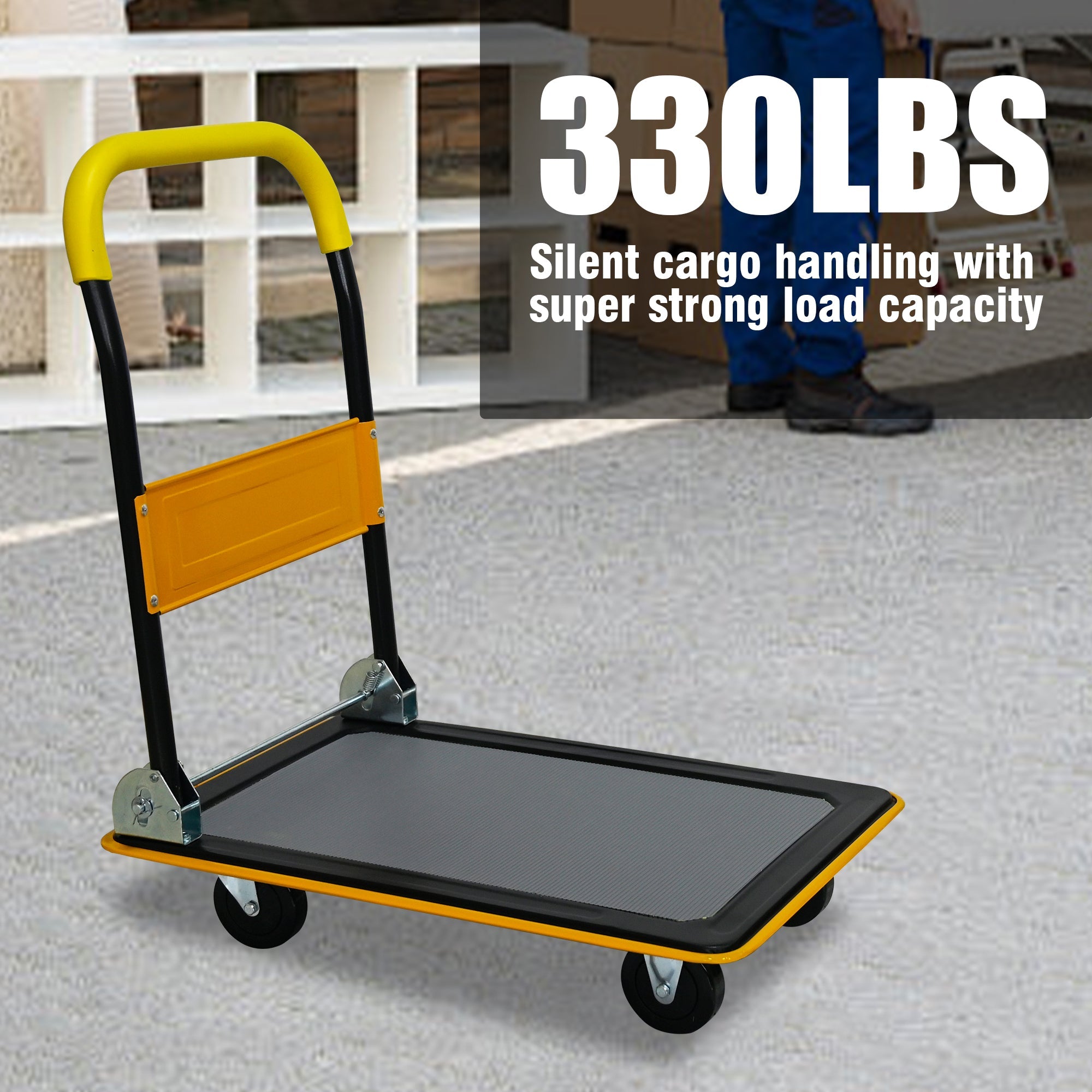 Flatbed Cart with 330lbs Heavy Duty Capacity