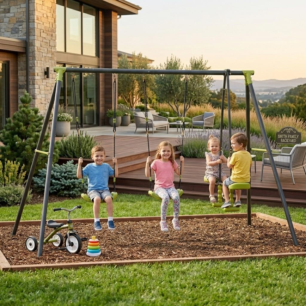 Children's Triple Metal Swing Set