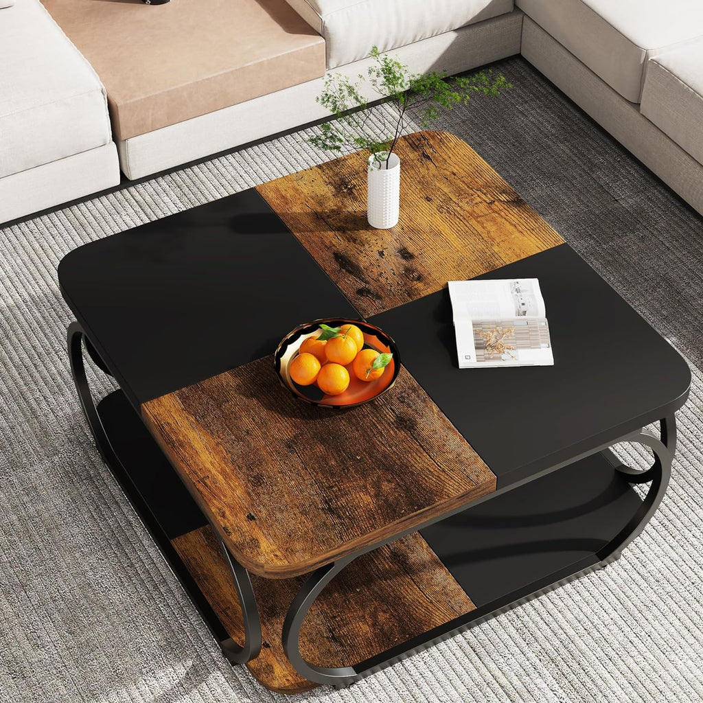 39” Square Coffee Table with Storage Shelf