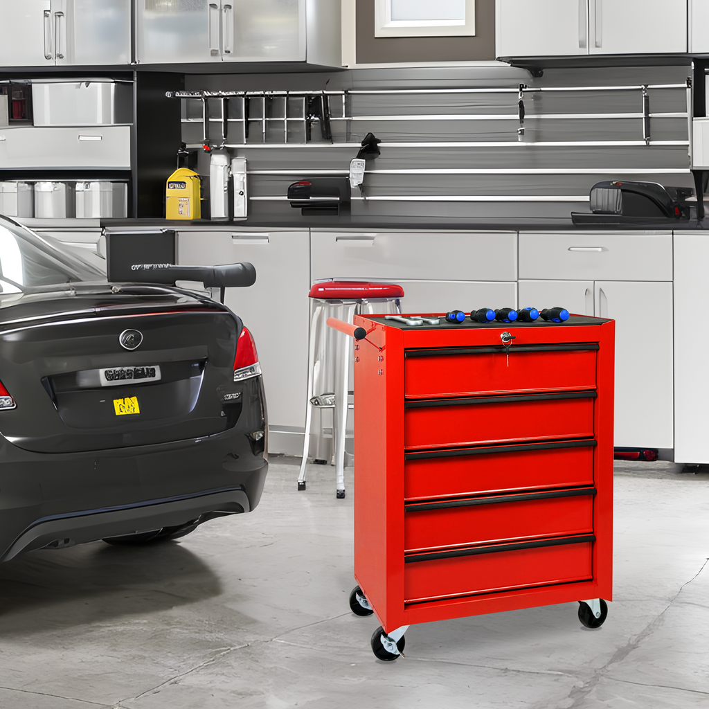 Rolling Metal Tool Chest with 5 Drawers