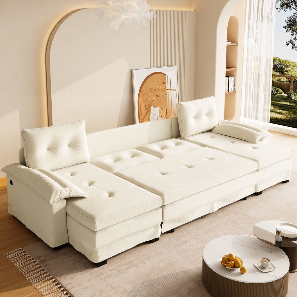 U-Shaped Sleeper Sofa with Pull Out Bed