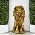 24" Golden Lion Statue - Outdoor Guardian Sculpture