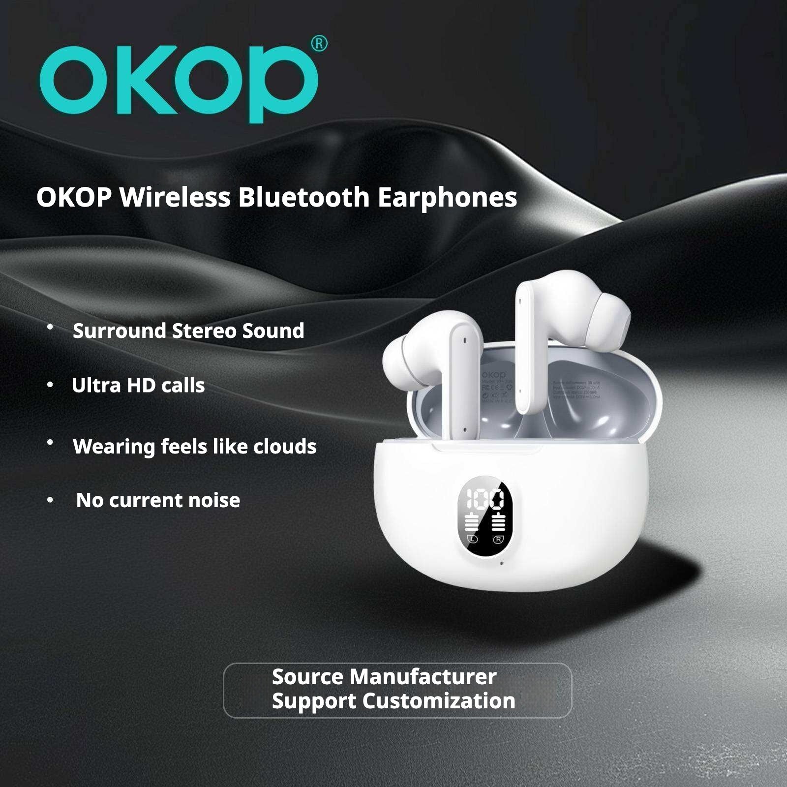 KP-205 In-Stock Digital Display Bluetooth Earbuds High Quality Audio In-Ear Design Low-Latency Gaming Ultra Long Battery Life Factory Direct