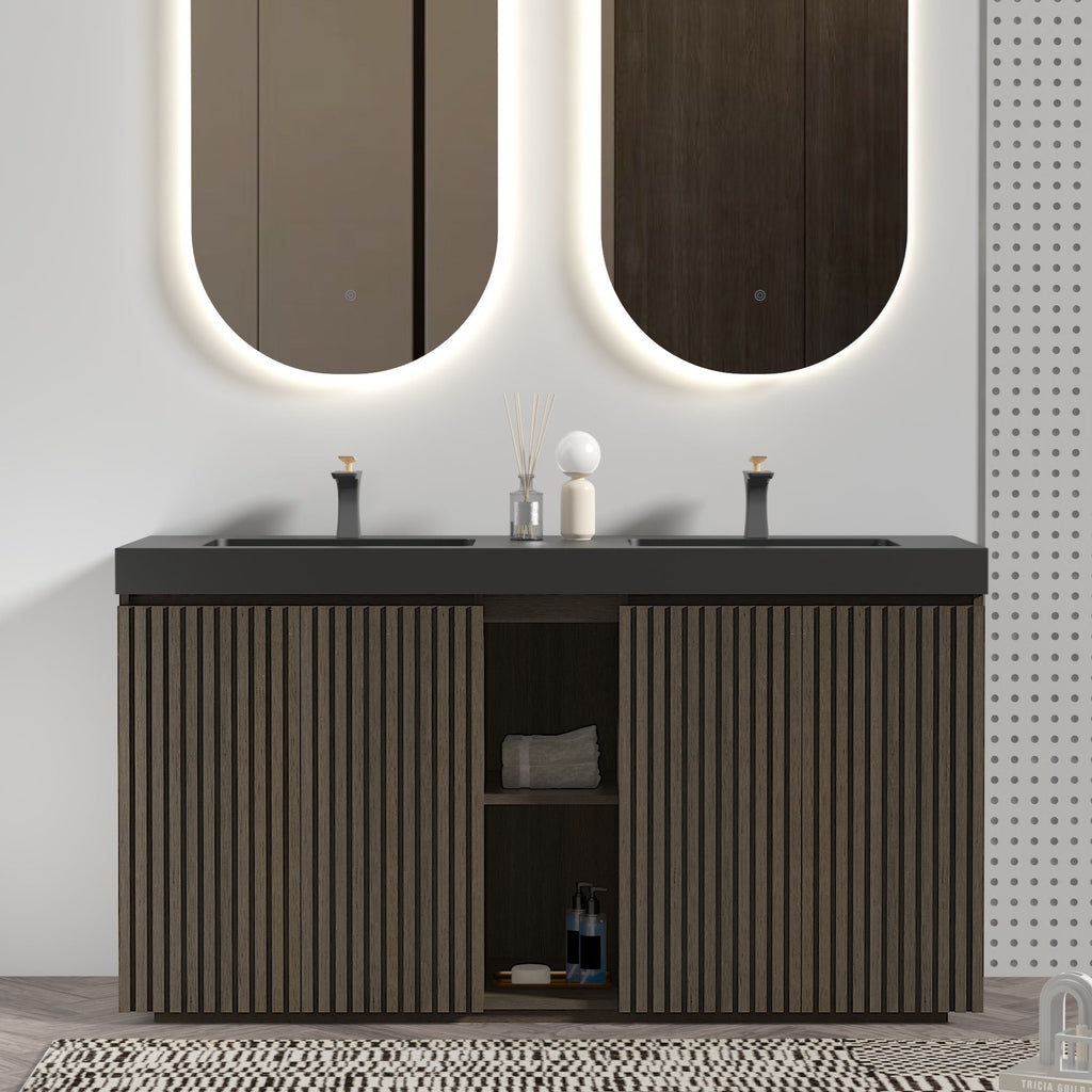 Galan 60" Smoked Bathroom Vanity