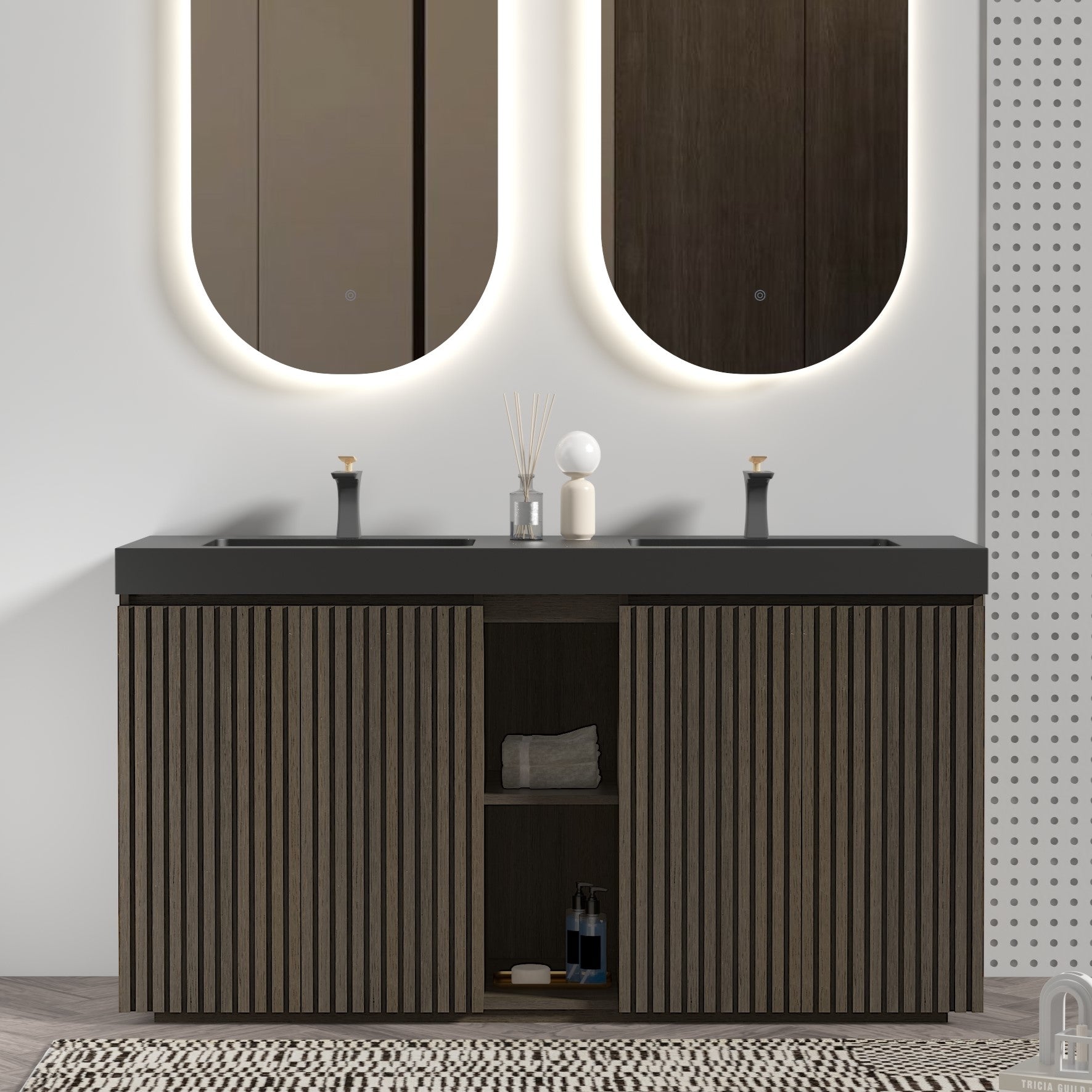 Galan 60" Smoked Bathroom Vanity