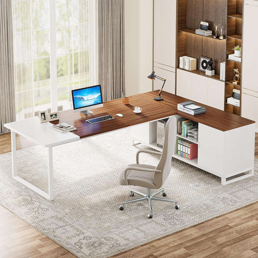 70.8-Inch Executive Desk with 55-Inch File Cabinet