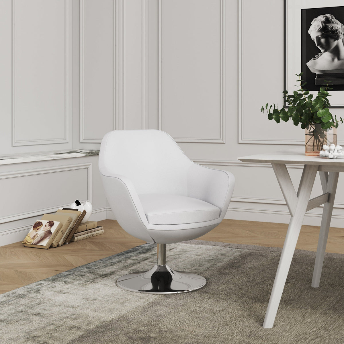 Caisson Upholstered Swivel Lounge Chair