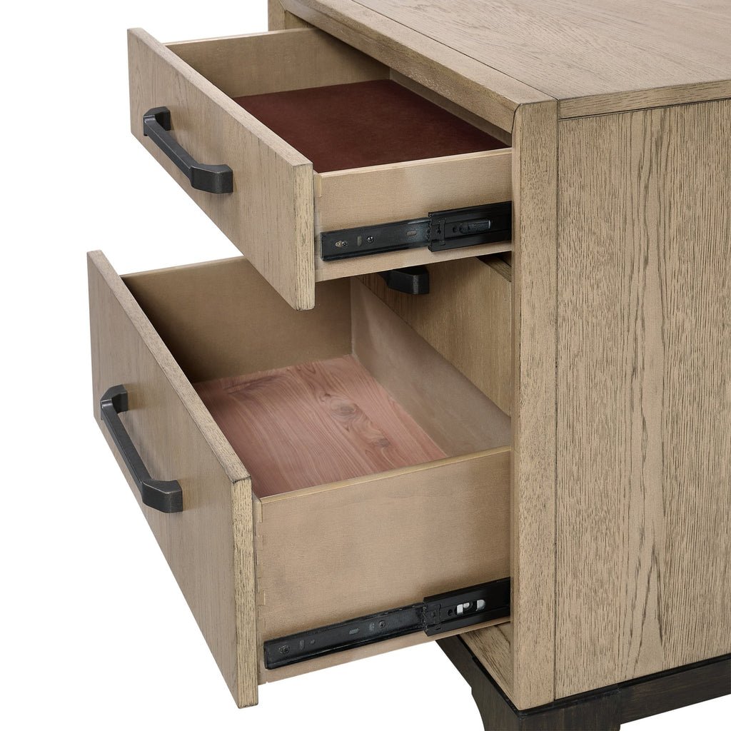 Brown 3-Drawer Nightstand With USB