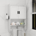 Bathroom Wall Cabinet with Doors, Adjustable Shelf, Towel Bar and Paper Holder