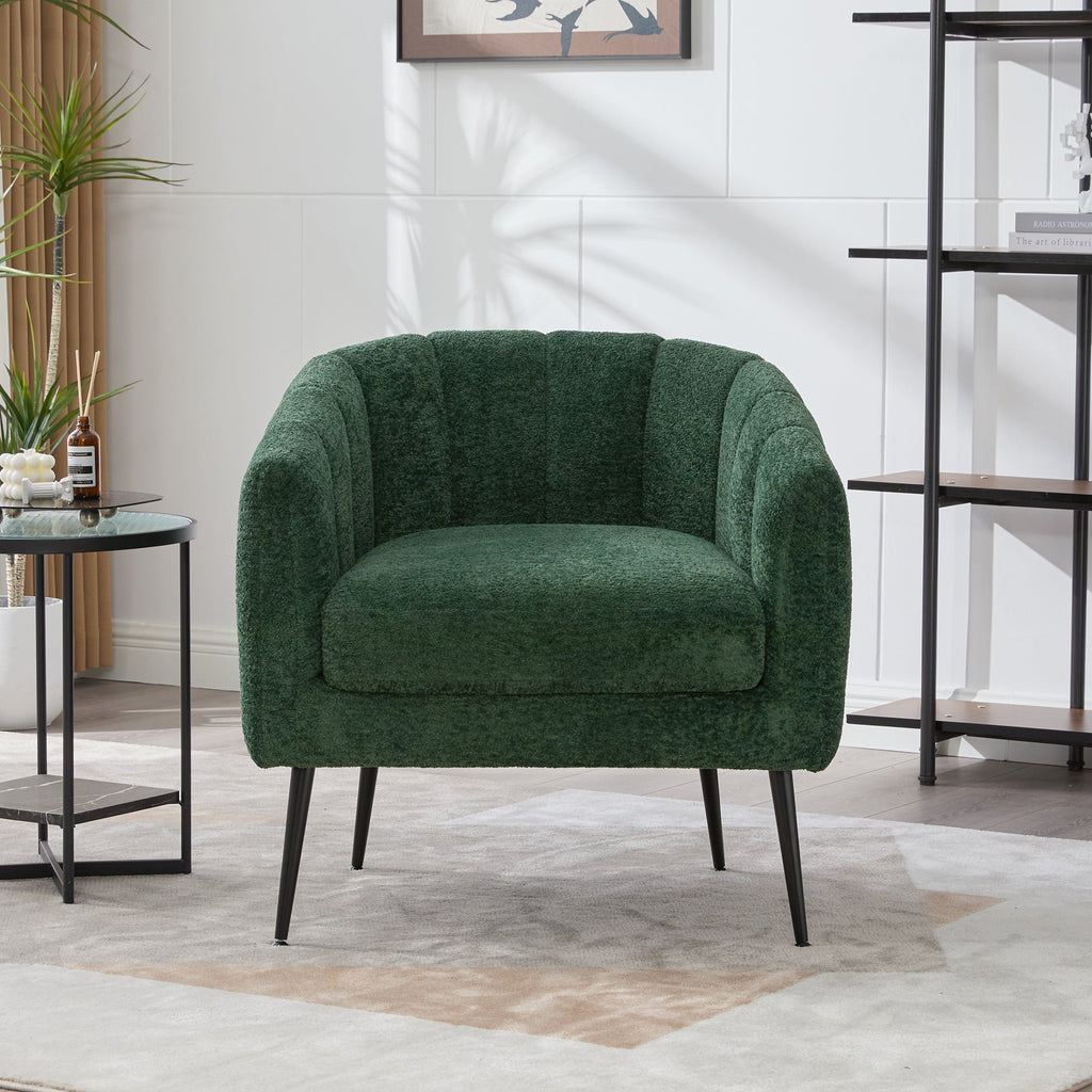 Modern Upholstered Chenille Barrel Accent Chair