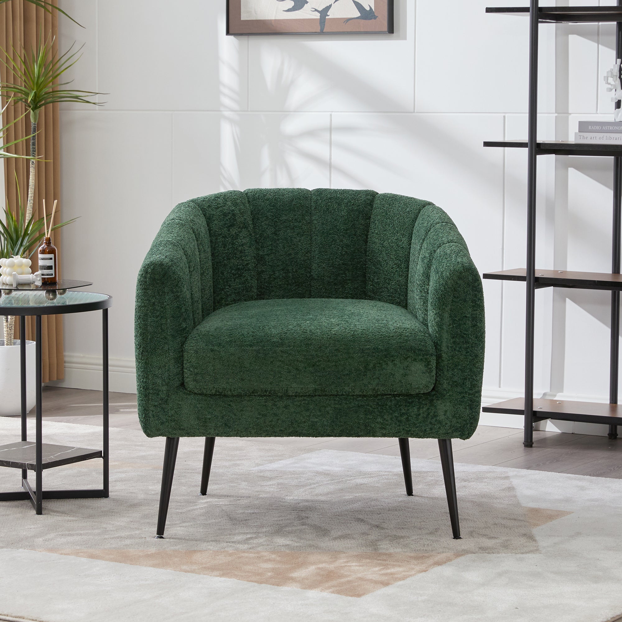 Modern Upholstered Chenille Barrel Accent Chair