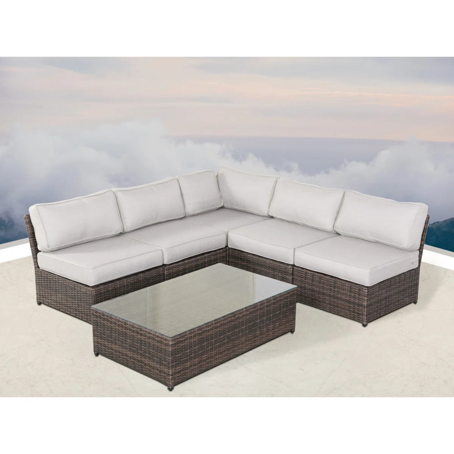 Fully Assembled 6 Piece Rattan Sofa Seating Group with Cushions