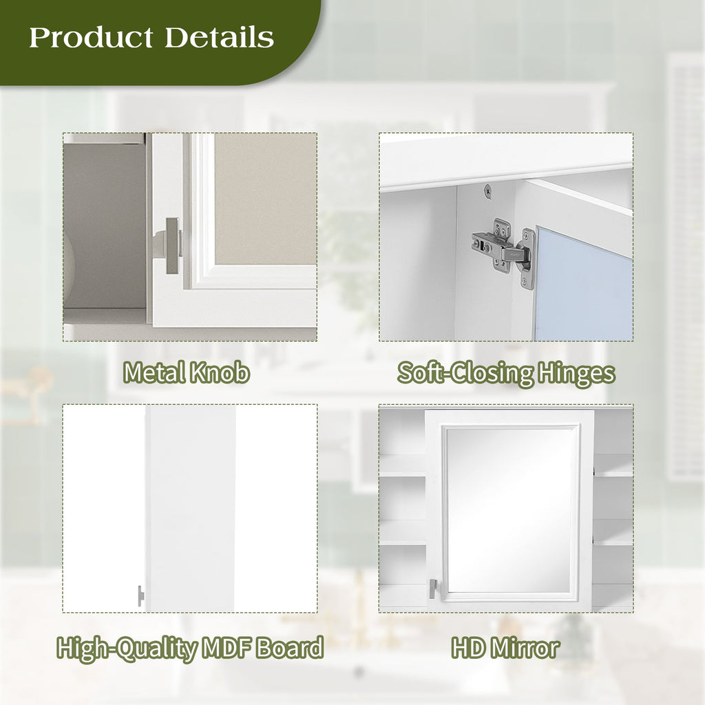 35 inch Wall-Mount 2-in-1 Mirror Cabinet