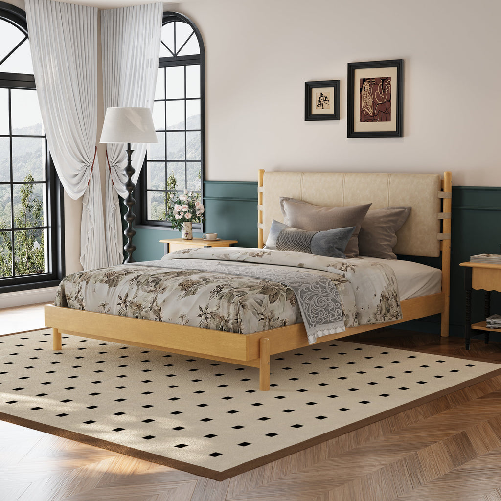 Premium Rubber Wood Platform Bed Frame