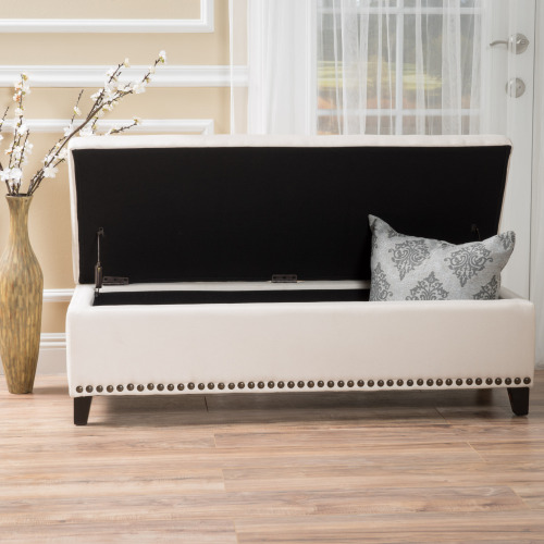 Stylish Tufted Storage Ottoman with Nailhead Trim