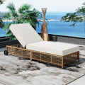 TREXM Outdoor Lounge Chair with Cushion and Wheels