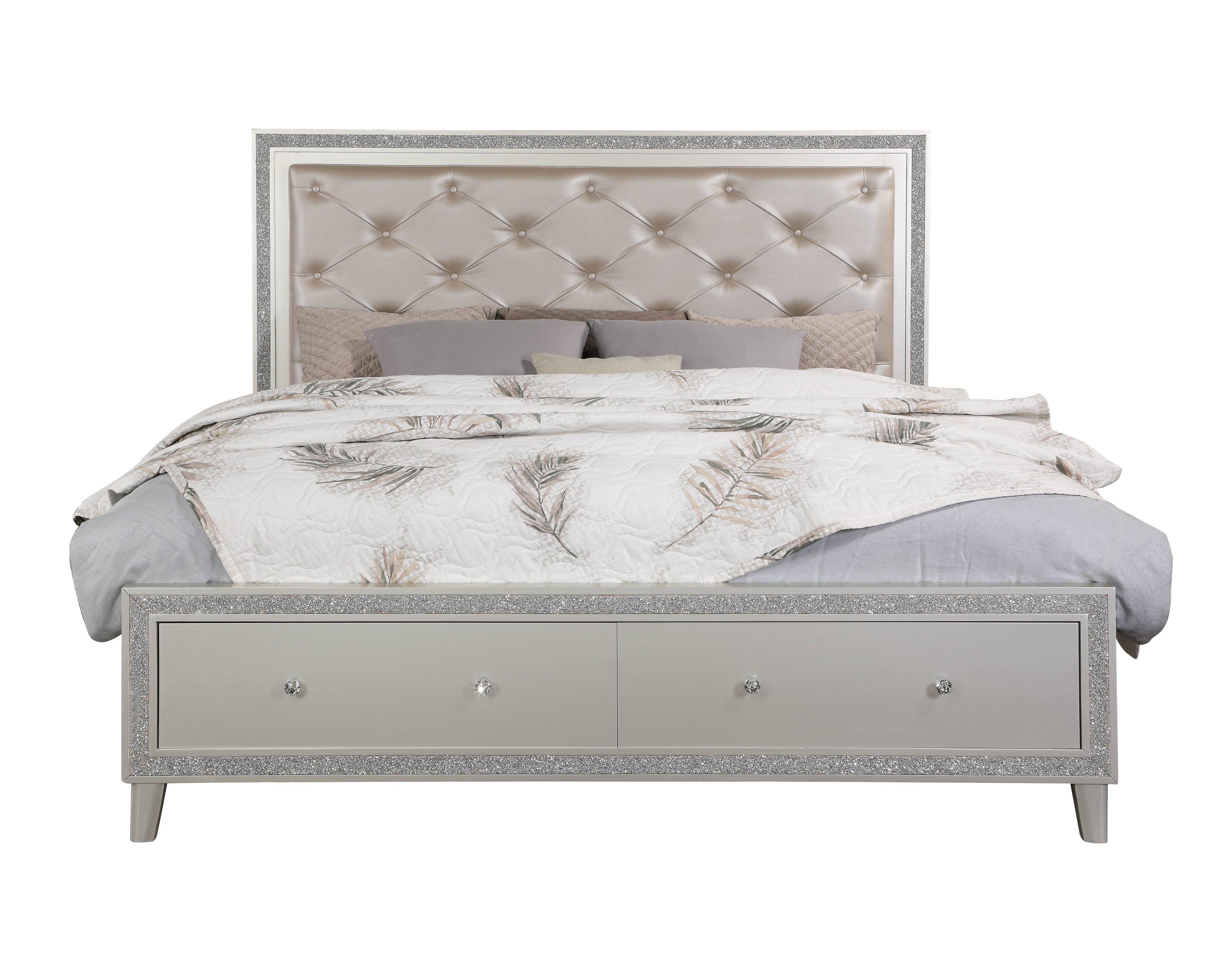 Sliverfluff Synthetic Leather & Champagne Finish CK Bed