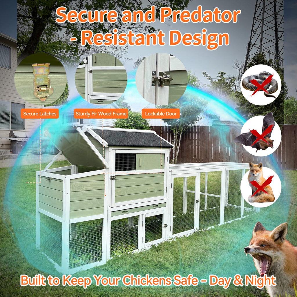 Wooden Chicken Coop with Run and Nesting Box