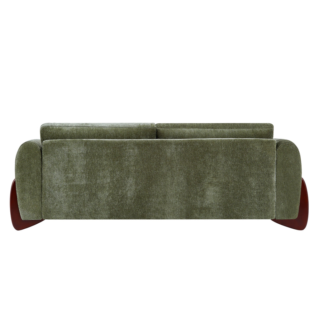 89"L Olive Chenille Sofa