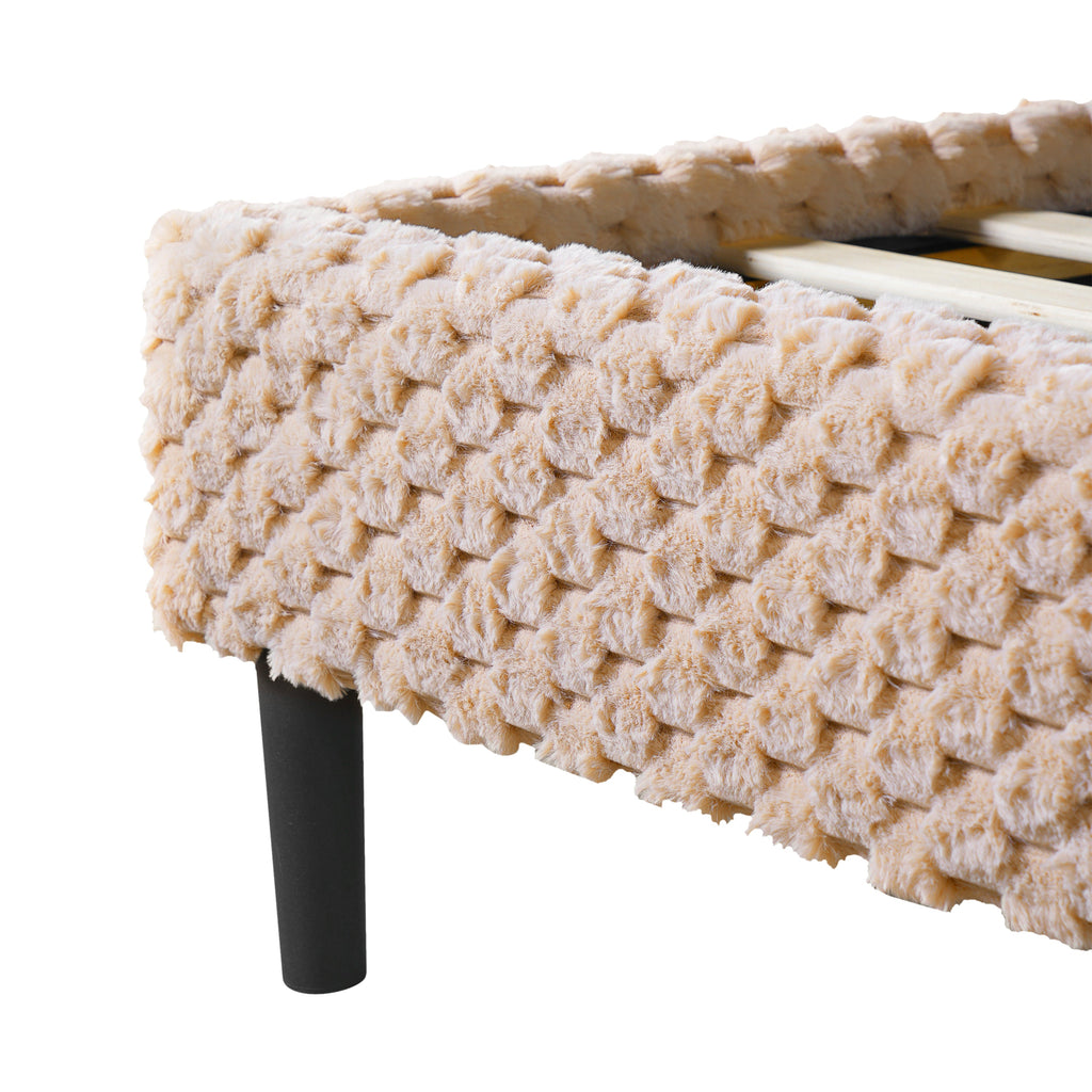 Simple Modern Camel Plush Soft Bed — King Size