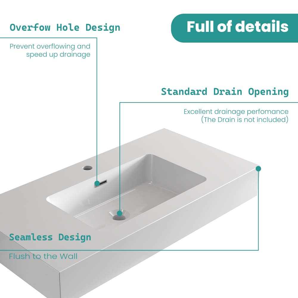 Integrated Solid Surface Basin - Glossy White