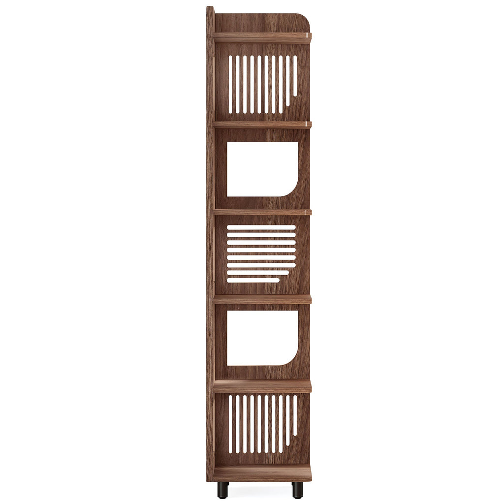 71.65" Tall 6-Tier Rustic Corner Bookshelf