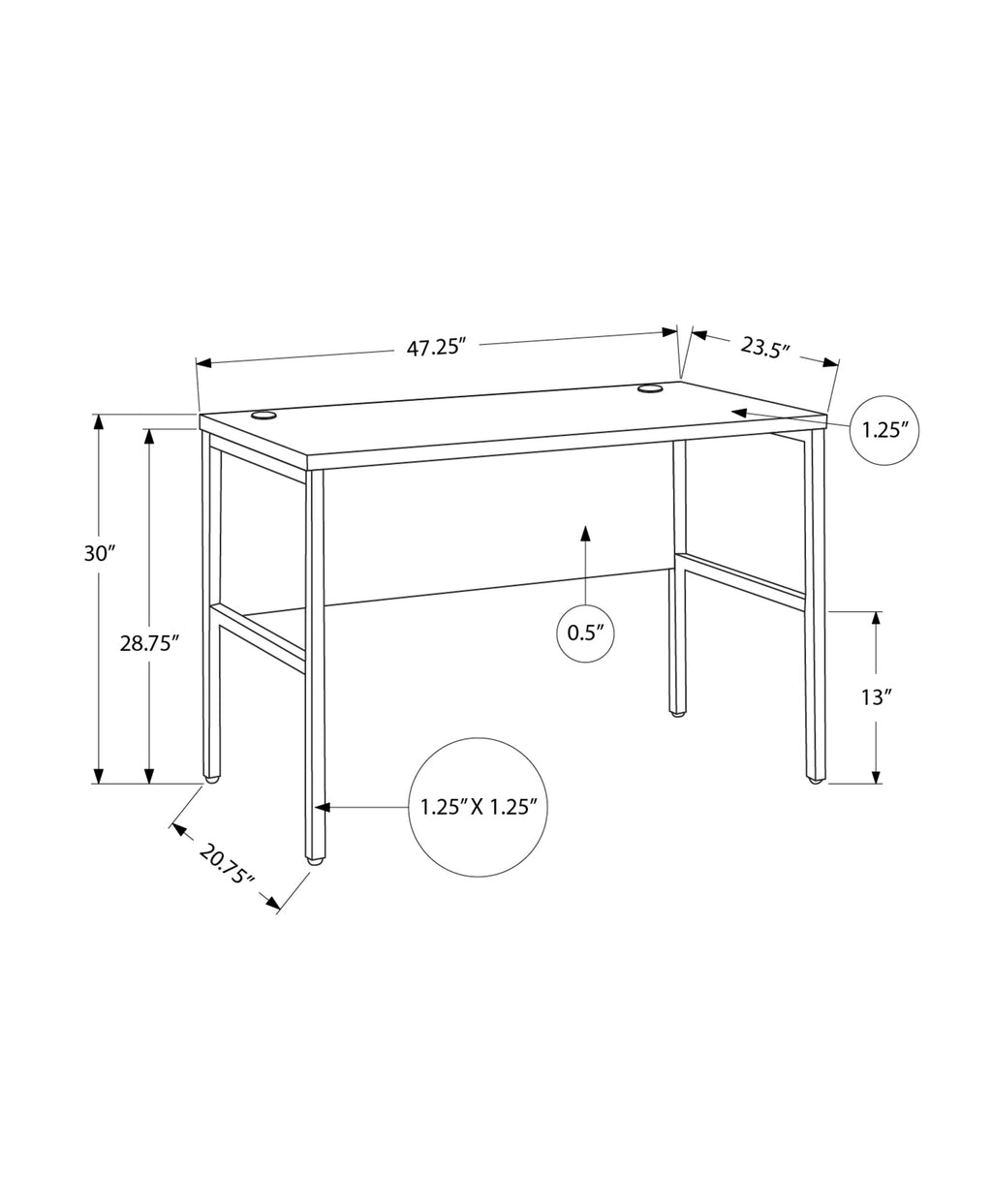 Contemporary 48" Computer Desk