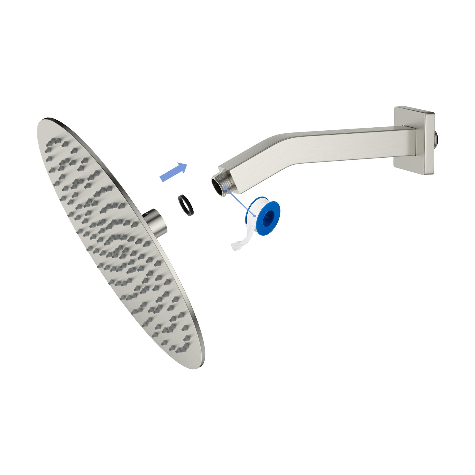 Brushed Nickel Shower Arm with Flange