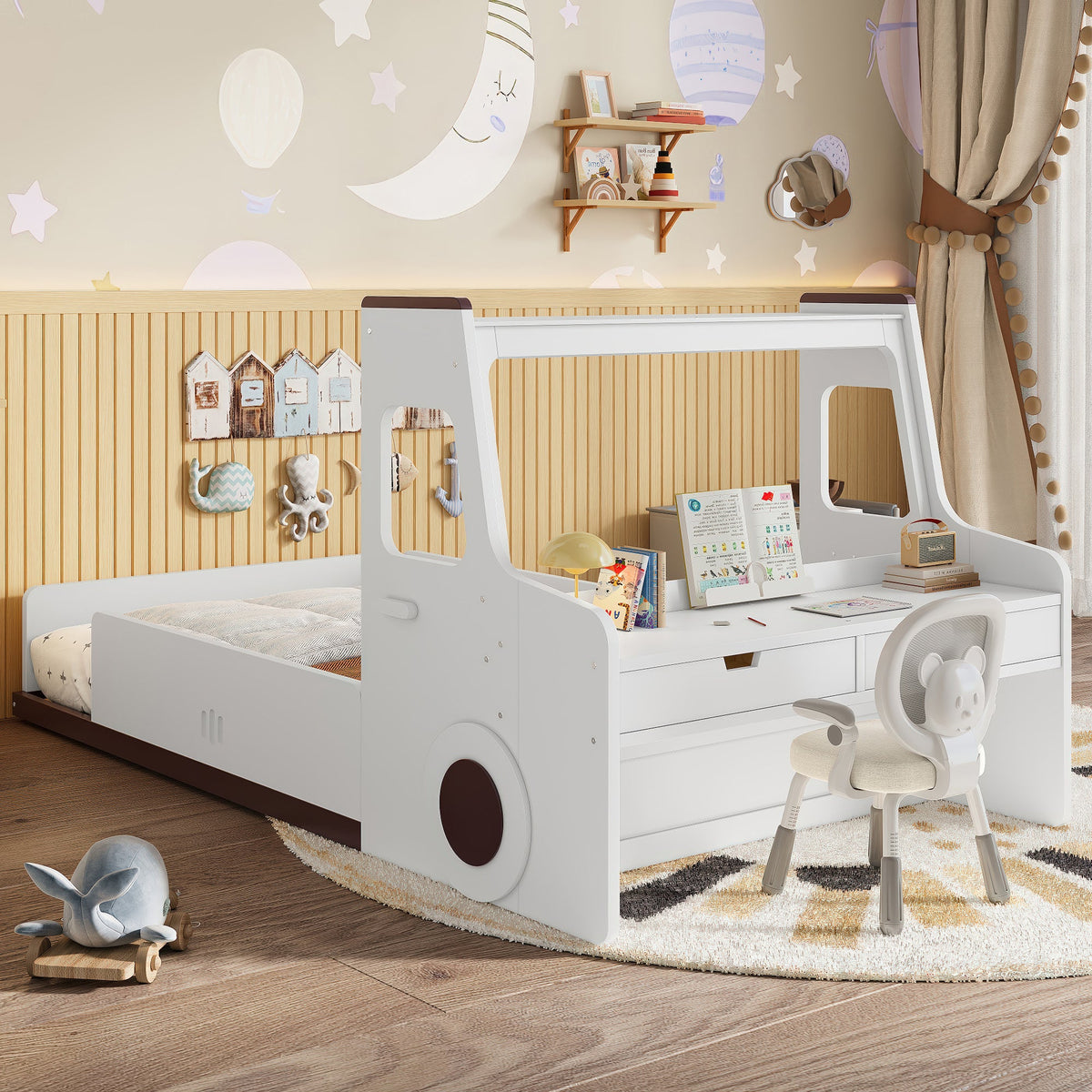 Twin Size Floor Bed with Car-Shape Design