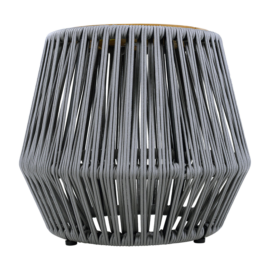 Acacia Wood Side Table with Grey Rope Design